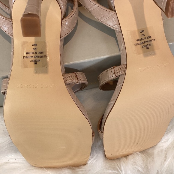 MARC FISHER DERIC2 ANKLE STRAP SQ TOE CROC EMBOSSED SANDALS NIB SZ 8 - Picture 11 of 12